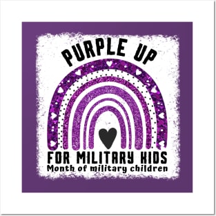 Rainbow Purple Up For Military Kids Posters and Art